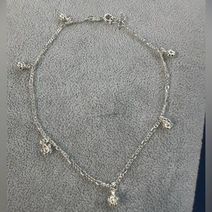 New 925 Italy Sterling Silver Elegant Silver Women's Ankle Bracelet